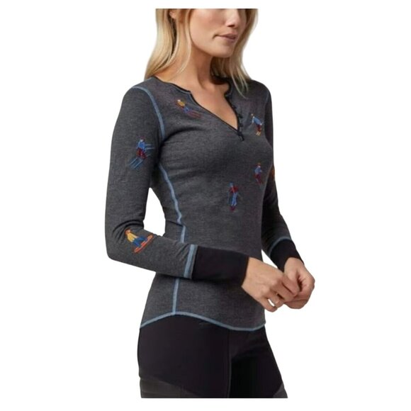 NWT Alp-N-Rock Slope Henley Ski Après Sweater Organic Embroidered Gray XS/S $198 - Picture 12 of 16